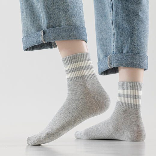 【女士双线运动袜】女双线运动中筒袜纯色双杠女生袜子运动休闲透气袜 商品图7