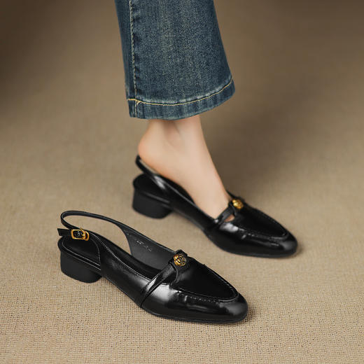 【预售5天】巨秀气~舒服超软真皮山茶花包头凉鞋夏季新款粗跟中跟女鞋子WC&MM3270 商品图3