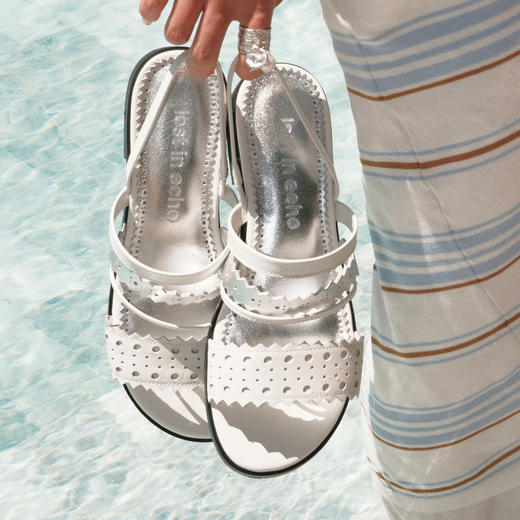 lost in echo2025春夏新款时尚布洛克撞色镂空多条带轻便平底凉鞋 商品图3