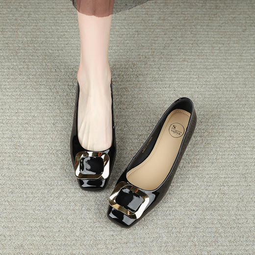 品质好货|Safiya/索菲娅2025气质方扣高级感通勤低跟浅口单鞋SFD1111783 商品图9