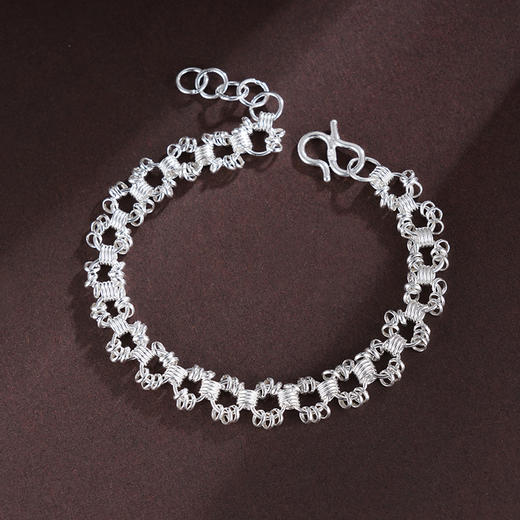 子佩集S990银【清韵雅颂】手链【MXSL009】纯银钱串腰缠万贯小圆环可转动盘缠盘缠2504 商品图1