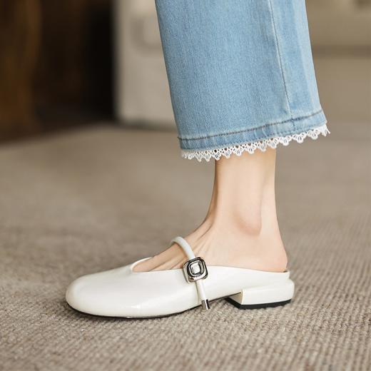 手工女鞋包头半拖鞋夏季外穿2025新款平底一字带穆勒拖2.5CM 商品图1
