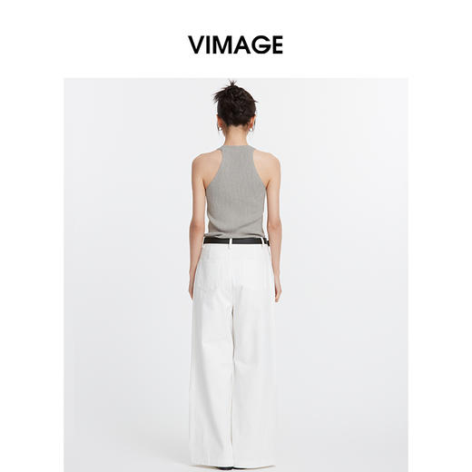 VIMAGE纬漫纪慵懒感休闲港风无袖挂脖针织吊带上衣2025夏季新款V2301933 商品图9