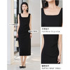 剩S/M 米思阳2025夏季新款简约方领无袖连衣裙气质收腰通勤一步裙女5638 商品缩略图1