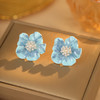 雀说法式浅蓝色花朵耳环女高级设计感百搭时尚银针耳钉气质中古风耳饰AL0927 商品缩略图5