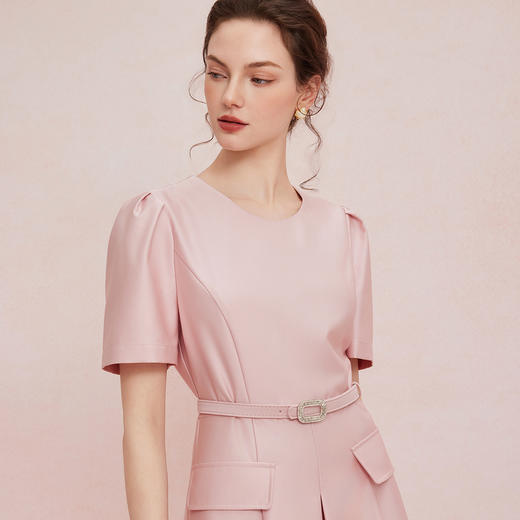 QF838斯尔丽2025新款配色腰带修身放摆气质高雅宴会小礼服年轻款连衣裙 商品图4