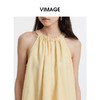 VIMAGE纬漫纪夏季新款文艺度假风挂脖系带直筒上衣V2113723 商品缩略图1