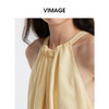VIMAGE纬漫纪夏季新款文艺度假风挂脖系带直筒上衣V2113723 商品缩略图2