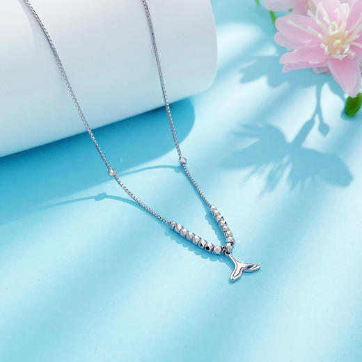 【限时8.8折】【线上铂金馆】PT950 #520快乐 铂金调节余生有你间金珠鱼尾套链（鱼尾实心）(PTTL00038)预售产品下单后不退款不退货不换货不补差价) 商品图1