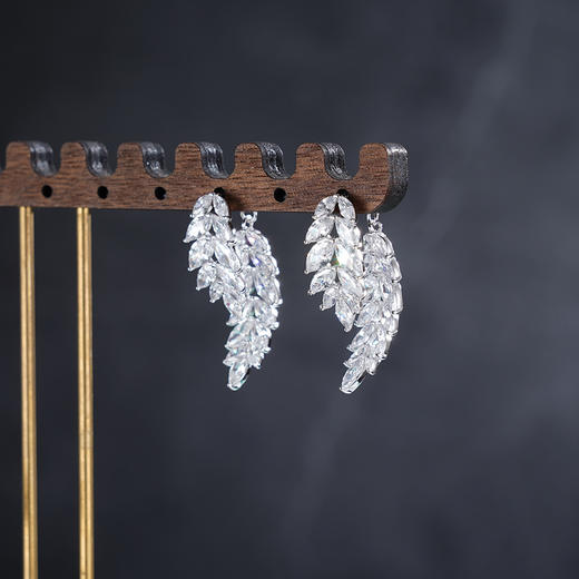子佩集S925银【岁岁宁安】耳环【Z22277】纯银叶子麦穗树叶锆石2504 商品图4