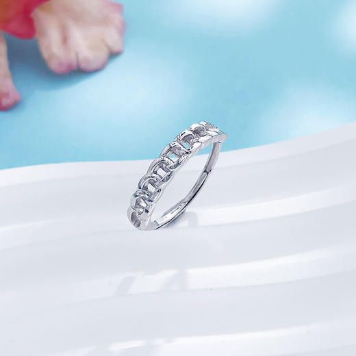 【限时8.8折】【线上铂金馆】PT950 【国际铂金协会】铂金空心活口戒指时尚简约风环环相扣活口女戒(ACPTJZ00005)预售产品下单后不退款不退货不换货不补差价) 商品图2