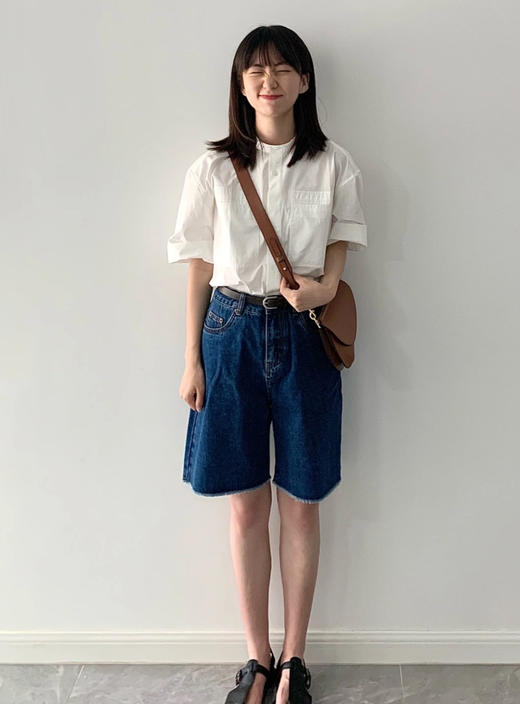 老米优品🎈3-5天！韩代同款 ，送皮带！自留款《纸片人石墨牛仔五分裤》利落裁剪，无敌显瘦显高，品质nice~ K250429A 商品图6