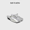 lost in echo2025春夏新款原创个性斜方头坡跟半包银色玛丽珍鞋女 商品缩略图0