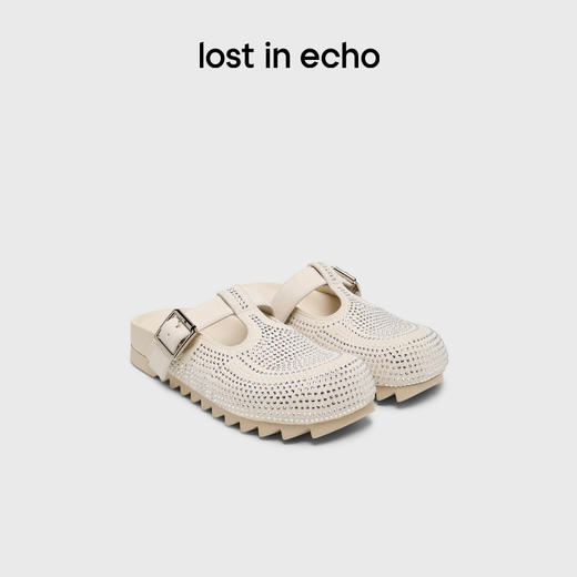 lost in echo2025春夏新款仿麂皮手工烫钻玛丽珍勃肯拖鞋一脚蹬女 商品图0
