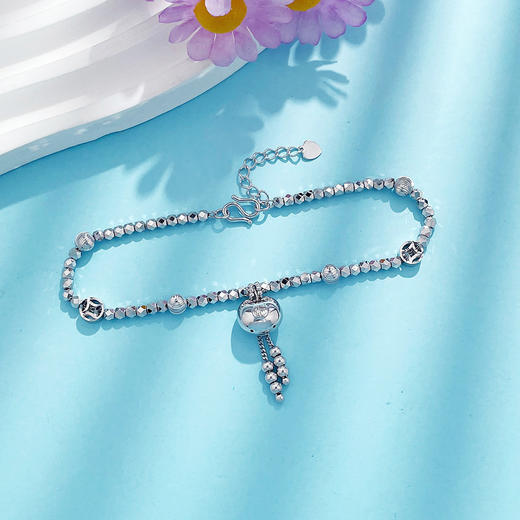 【限时8.8折】【线上铂金馆】PT950 #小胖福 #招财纳福 铂金空心调节胖福吊饰间金币蹦迪珠手链（内里为铂金链）(PTSL00034)预售产品下单后不退款不退货不换货不补差价) 商品图1