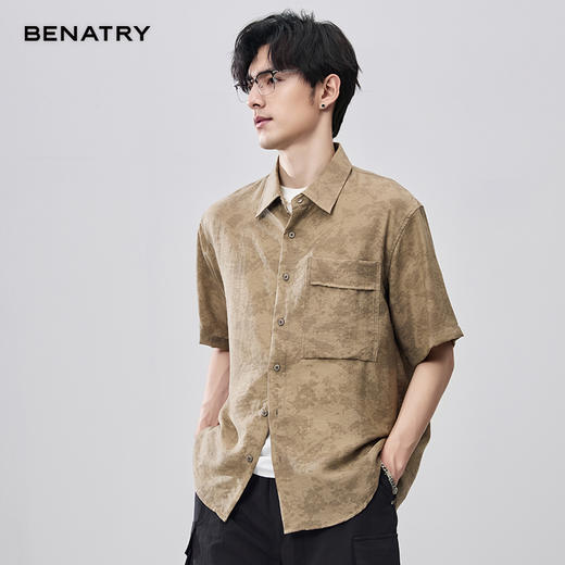 贝纳川夏季亚麻晕染短袖衬衣ECF212003775 商品图3