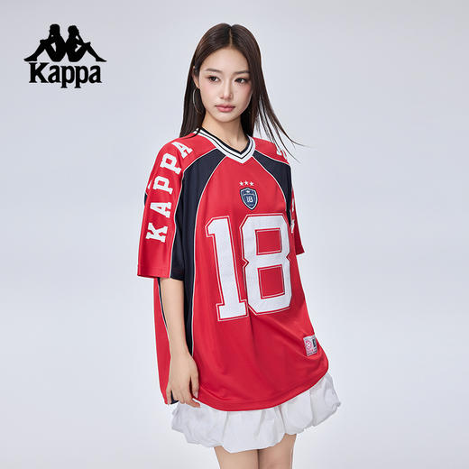 Kappa卡帕背靠背2025新款夏季运动t恤复古短袖情侣款休闲美式上衣KPCJBTD12 商品图2