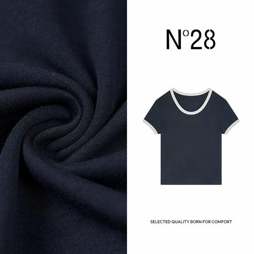 【破价】N°28 2025夏新款拼接T恤休闲时尚百搭日常圆领上衣895241T107 商品图0