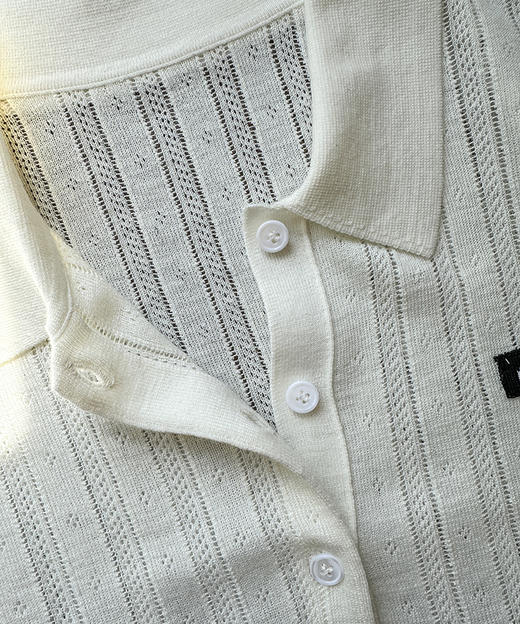 现货 THS-限时 缪家 翻领天丝羊毛针织镂空短袖上衣 2色 BH2597 商品图11