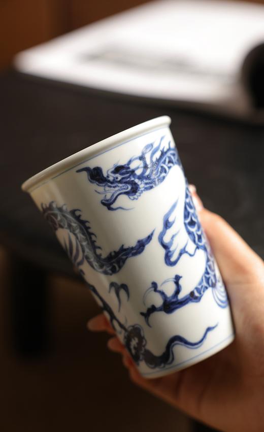 元岚堂龙纹青花釉里红可乐杯陶瓷茶杯大容量主人杯单人啤酒杯 商品图6