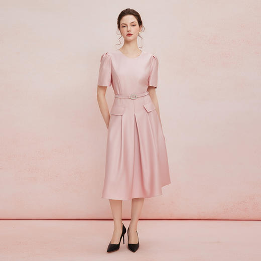 QF838斯尔丽2025新款配色腰带修身放摆气质高雅宴会小礼服年轻款连衣裙 商品图3