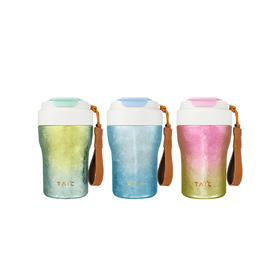 TAIC/太可 咖啡杯 纯钛双层焕彩吸管咖啡杯女士高颜值轻奢便携随行可拎水杯