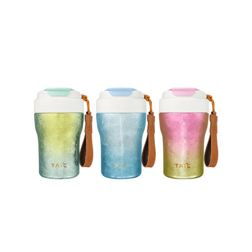 TAIC/太可 咖啡杯 纯钛双层焕彩吸管咖啡杯女士高颜值轻奢便携随行可拎水杯 商品图0