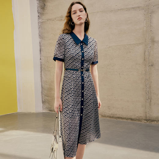 EITIE爱特爱夏季新款修身显瘦收腰印花连衣裙7807575 商品图2