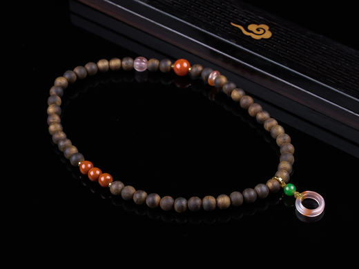 XY0306沉香+南红冰飘跑环坠双圈 商品图6