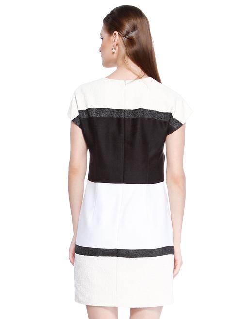 4894415256246  JOAN&DAVID 米白/黑色典雅拼接短袖连衣裙 商品图1