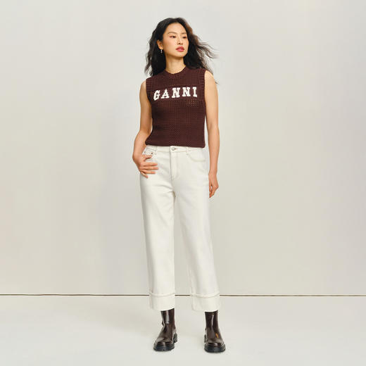 【米白宽松蛋卷】simplepieces春秋款SPS牛仔直腿九分翻边直筒裤 商品图2