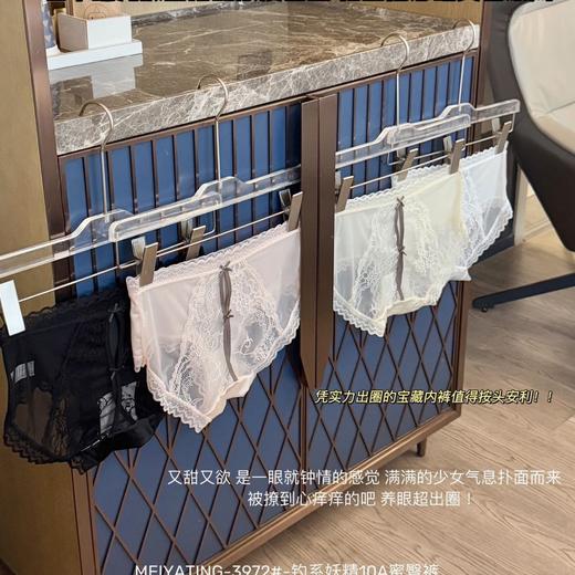 新品3972#10A蜜臀裤网纱【一盒4条装】轻奢性感蕾丝边 蝴蝶结舒适纯棉档女三角裤 商品图2