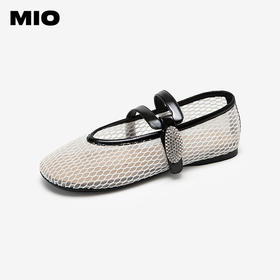 MIO米奥玛丽珍女新款钻饰魔术贴一字带渔网鞋平底单鞋M254452615