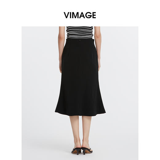 VIMAGE纬漫纪秋季新款高腰显瘦气质时尚通勤鱼尾半身裙VC2406402 商品图4