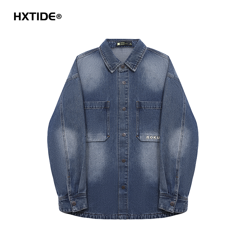 【新品上新】HX 春季水洗牛仔衬衫式茄克衫外套做旧复古S105511068101