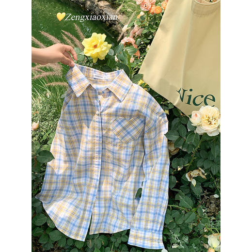 <曾小咸推荐>3.27现货秒杀 ！微信超特价！韩系撞色格纹衬衫 日常159.99 立减90 秒杀69.99！！ 商品图1