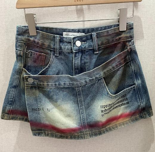 ZC配腰带做旧撞色牛仔裤裙50417 夏季 950972330091 商品图0