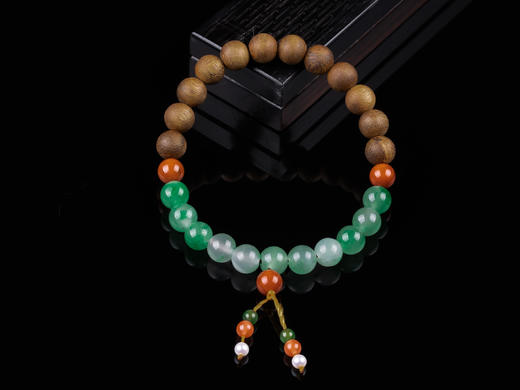 XY0305沉香+非洲翠南红珍珠手串 商品图0