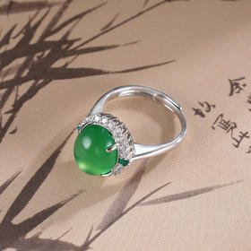 子佩集S925银【翠凝】戒指【JZ016032】纯银绿玉髓2504