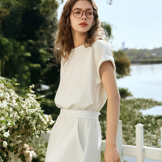 OLrain欧芮儿杏色针织简约时尚休闲短裤套装女夏季2025新款两件套 商品图2