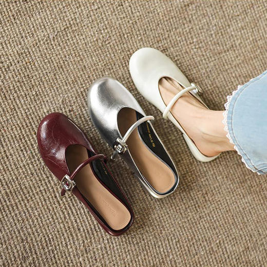 手工女鞋包头半拖鞋夏季外穿2025新款平底一字带穆勒拖2.5CM 商品图0