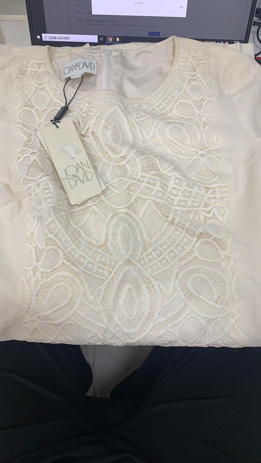 4894415286168 JOAN&DAVID   白色圆领淑女蕾丝拼接短袖连衣裙【以实物图为准，有色差偏黄】 商品图5