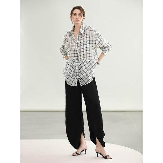 COCOBELLA[100%醋酸]极简风阔腿休闲裤女奢感镰刀裤PA3082-2 商品图3