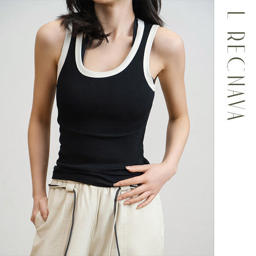 L RECNAVA 莫代尔山羊绒U领宽肩带背心（不带胸垫） 商品图4