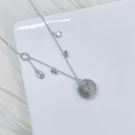 【限时8.8折】【线上铂金馆】PT950 #八宝罗盘 铂金空心调节大吉大利福牌项链八方祥瑞圆满福字罗盘套链(PTTL00086)预售产品下单后不退款不退货不换货不补差价) 商品图2