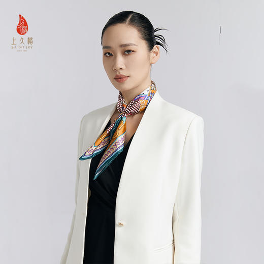 SAINTJOY/上久楷 女式真丝方巾  橙色 紫蓝色 衍生  FJS24015 商品图9