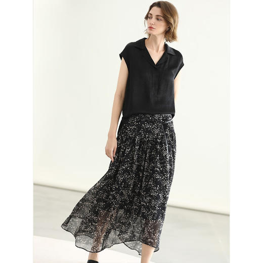 COCOBELLA100%醋酸]黑色极简风衬衫女奢感通勤上衣SR0070-2 商品图3