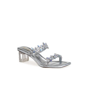 豪麟名鞋迪嘉女鞋凉拖织物+牛皮革DJYYA51WL025银色