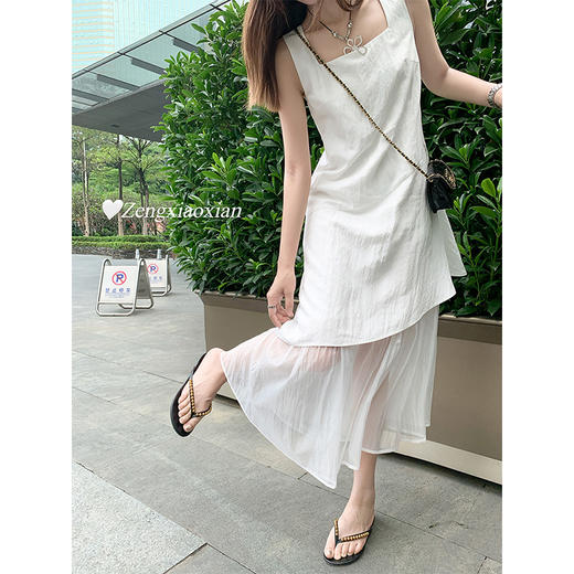 <曾小咸推荐>下摆拼接背心连衣裙宽松 商品图0