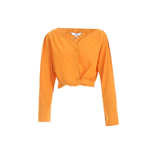 VIMAGE纬漫纪舒适宽松收腰V领小众设计短款衬衫上衣秋季新款V2213809 商品图5